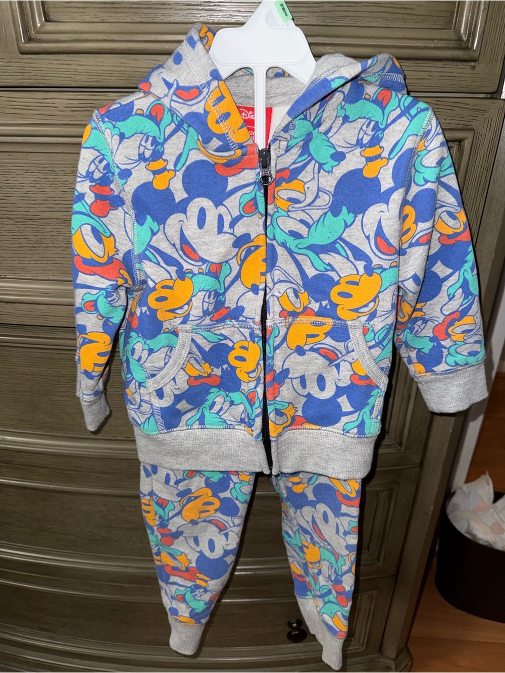Amazon Kids Mickey Mouse Blue Gray Orange Hooded Matching Set